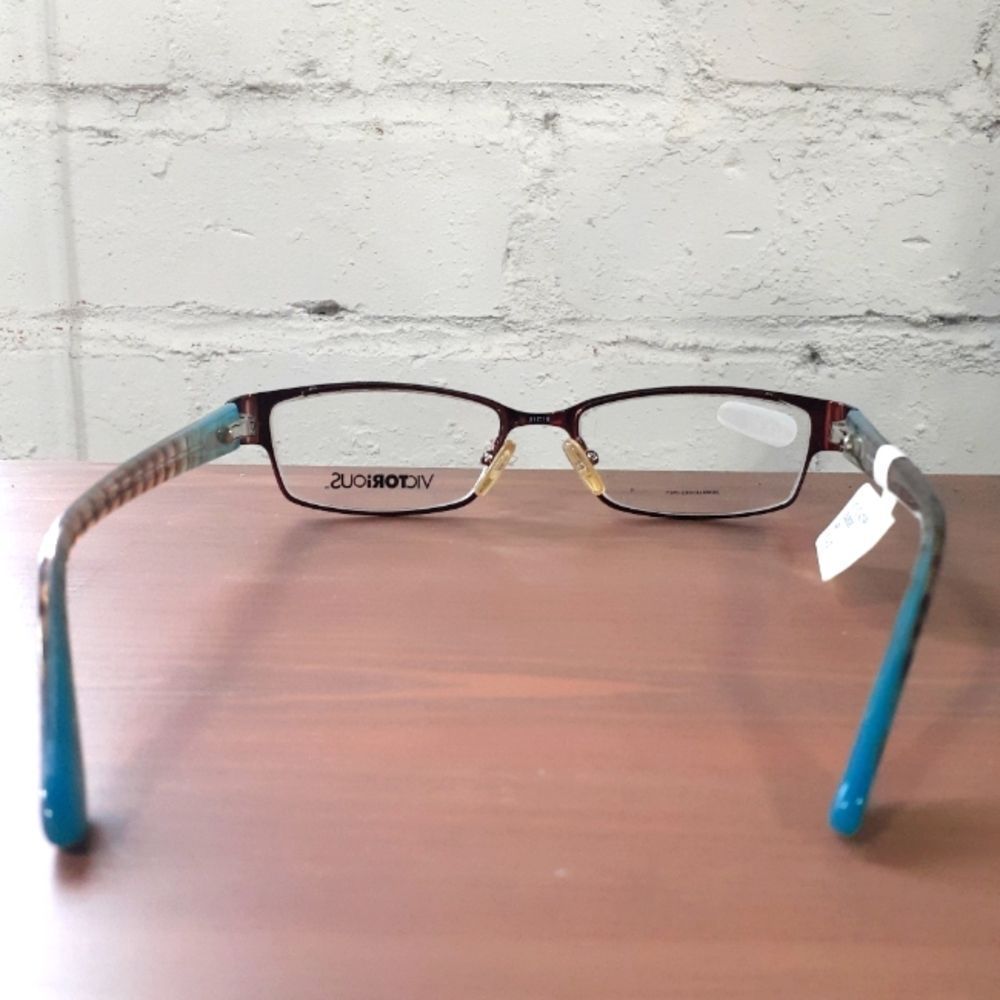 NEW Victorious, eyeglass frame, Prescription-ready Blue/Brown glasses, 51-18-135 - Picture 5 of 7